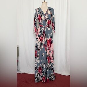 Hello MIZ Pink and Gray Floral Dress